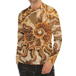 Ammonite Fossil Print Men's Long Sleeve Rash Guard
