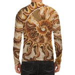 Ammonite Fossil Print Men's Long Sleeve Rash Guard