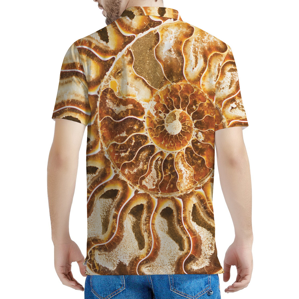 Ammonite Fossil Print Men's Polo Shirt