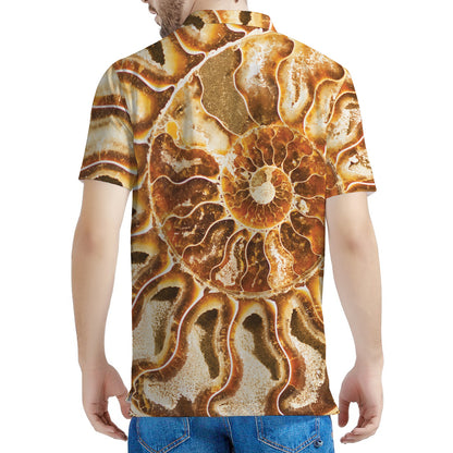 Ammonite Fossil Print Men's Polo Shirt