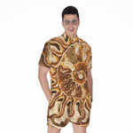 Ammonite Fossil Print Men's Rompers