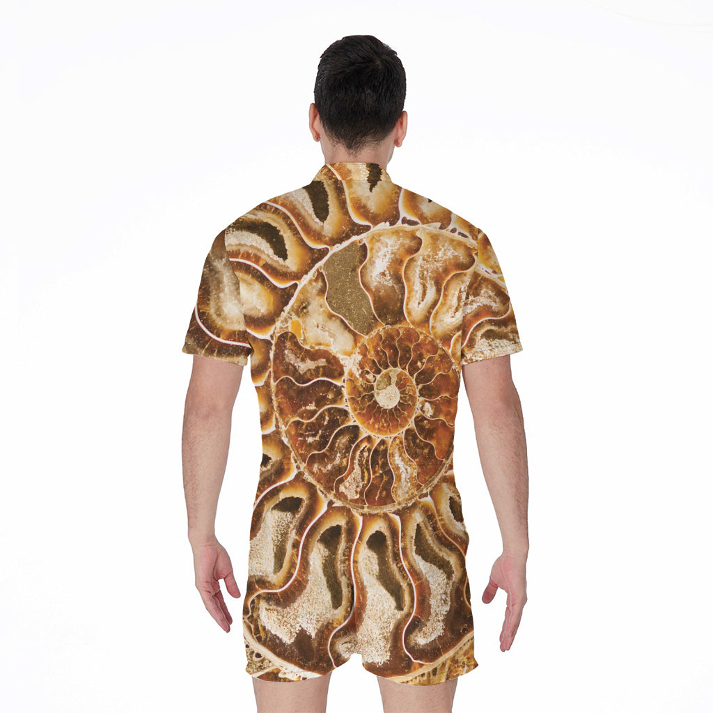 Ammonite Fossil Print Men's Rompers