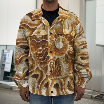 Ammonite Fossil Print Men's Shirt Jacket