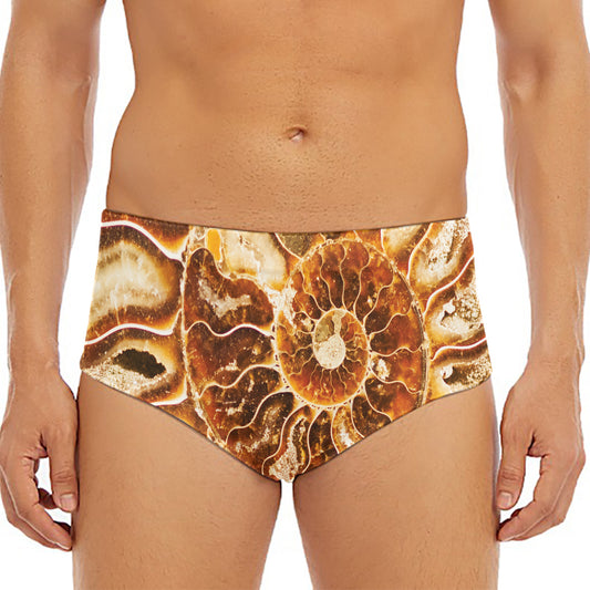 Ammonite Fossil Print Men's Triangle Swim Briefs