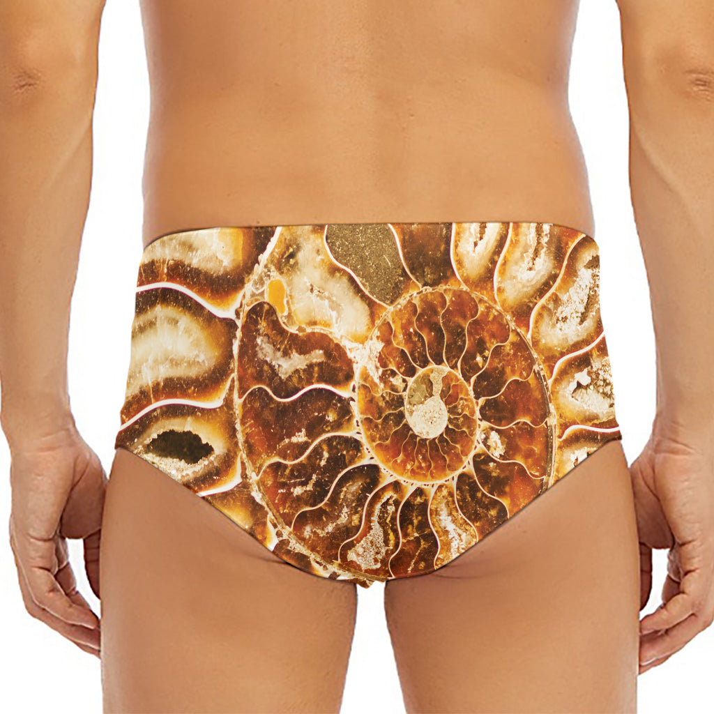 Ammonite Fossil Print Men's Triangle Swim Briefs