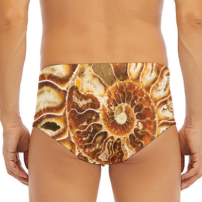 Ammonite Fossil Print Men's Triangle Swim Briefs