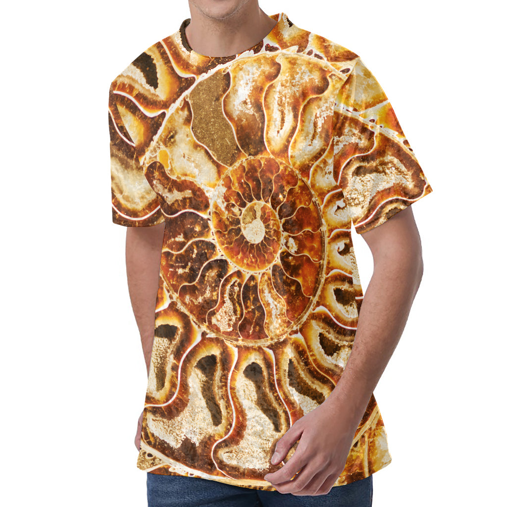Ammonite Fossil Print Men's Velvet T-Shirt