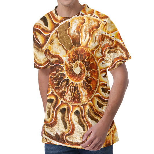 Ammonite Fossil Print Men's Velvet T-Shirt