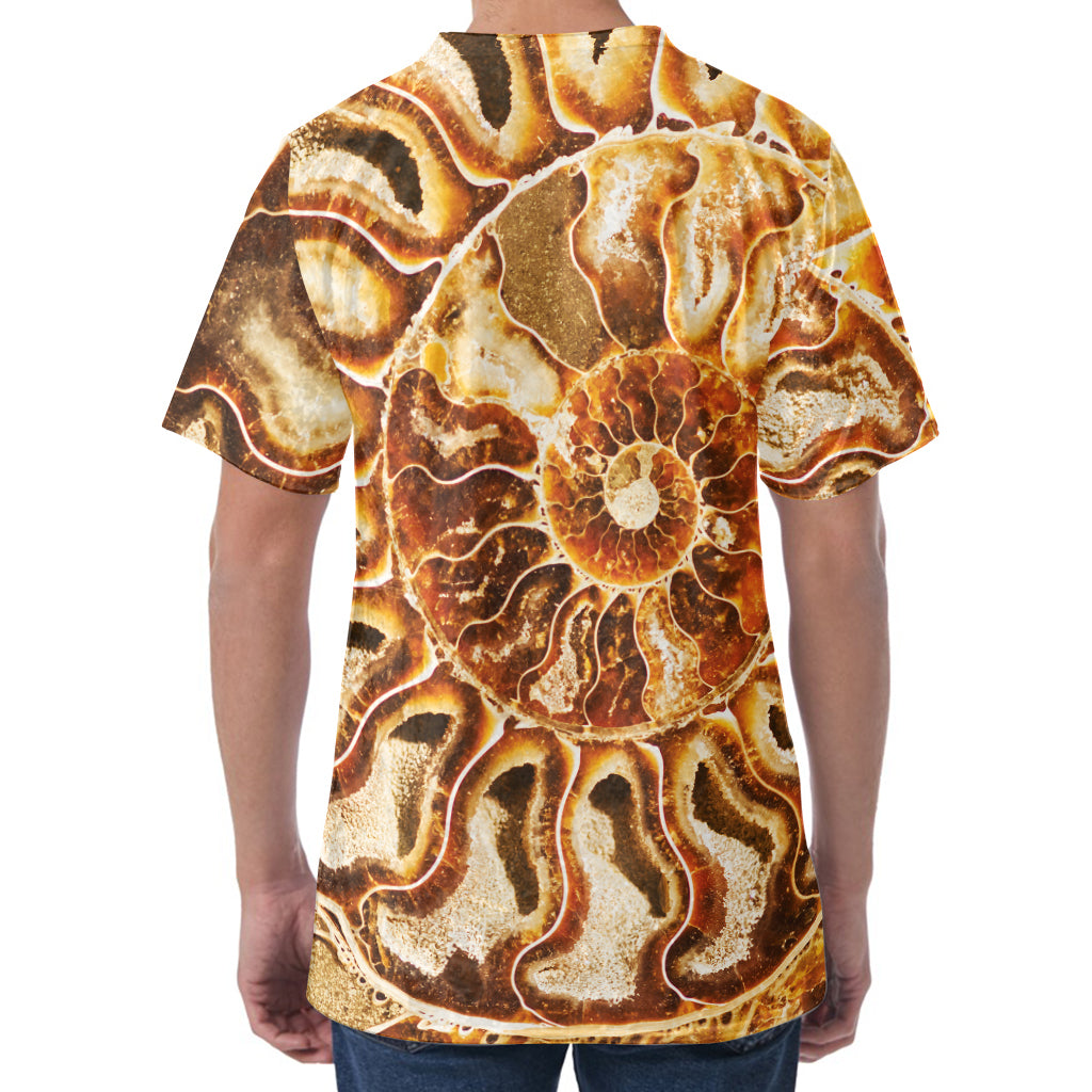 Ammonite Fossil Print Men's Velvet T-Shirt