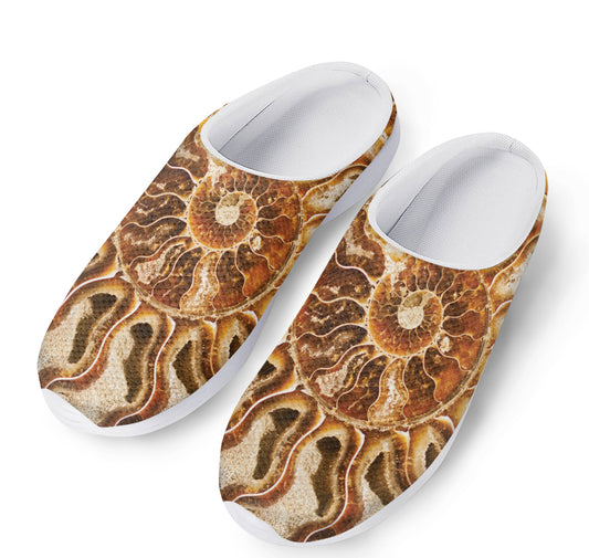 Ammonite Fossil Print Mesh Casual Shoes