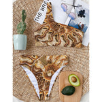 Ammonite Fossil Print One Shoulder Bikini Top