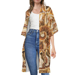 Ammonite Fossil Print Open Front Beach Cover Up