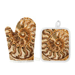 Ammonite Fossil Print Oven Mitt And Pot Holder Set