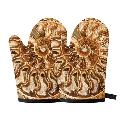Ammonite Fossil Print Oven Mitts