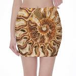 Ammonite Fossil Print Pencil Mini Skirt