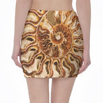 Ammonite Fossil Print Pencil Mini Skirt