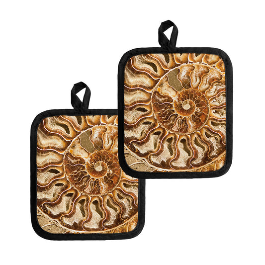 Ammonite Fossil Print Pot Holders