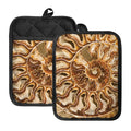 Ammonite Fossil Print Pot Holders With Pocket