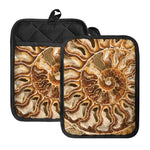 Ammonite Fossil Print Pot Holders With Pocket