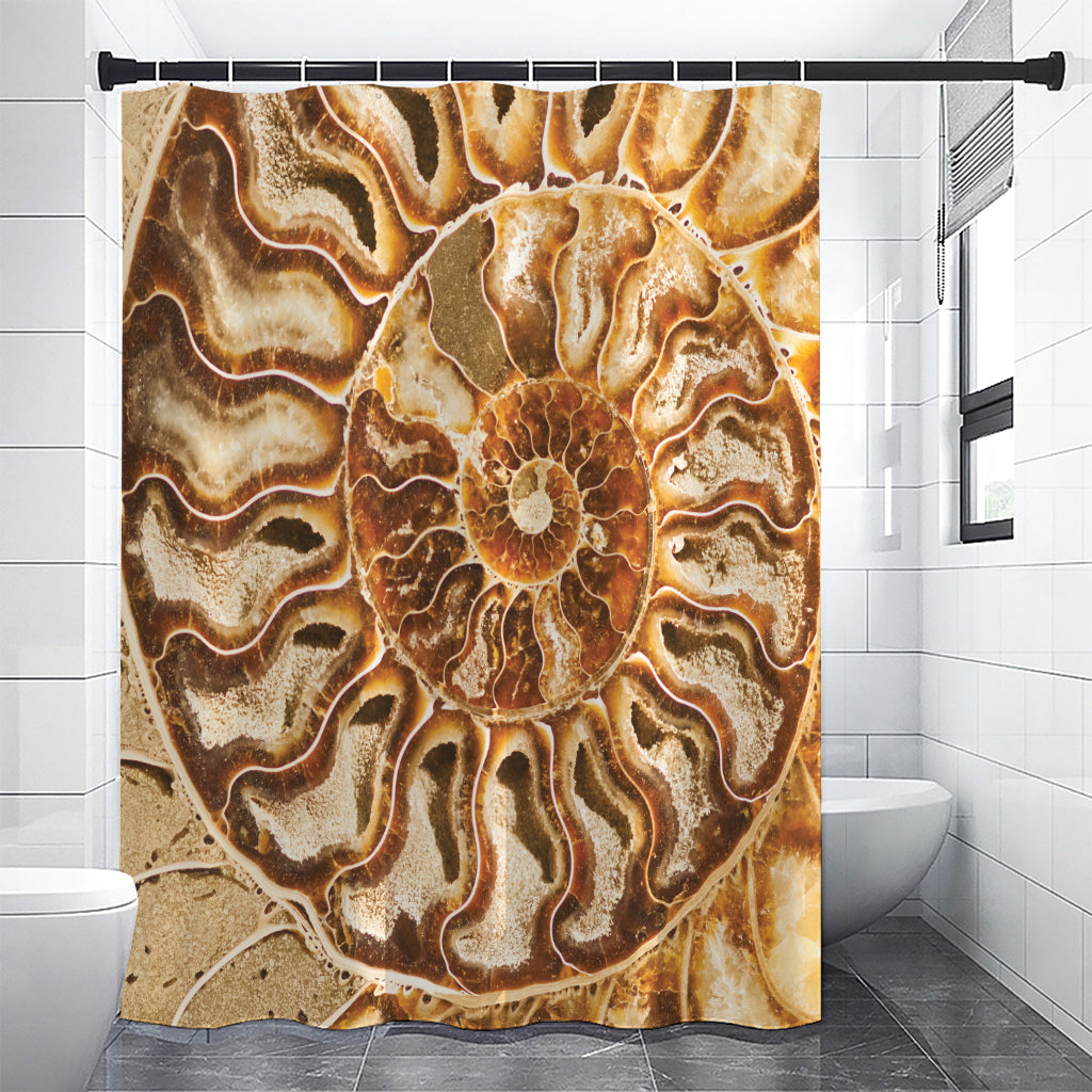 Ammonite Fossil Print Premium Shower Curtain