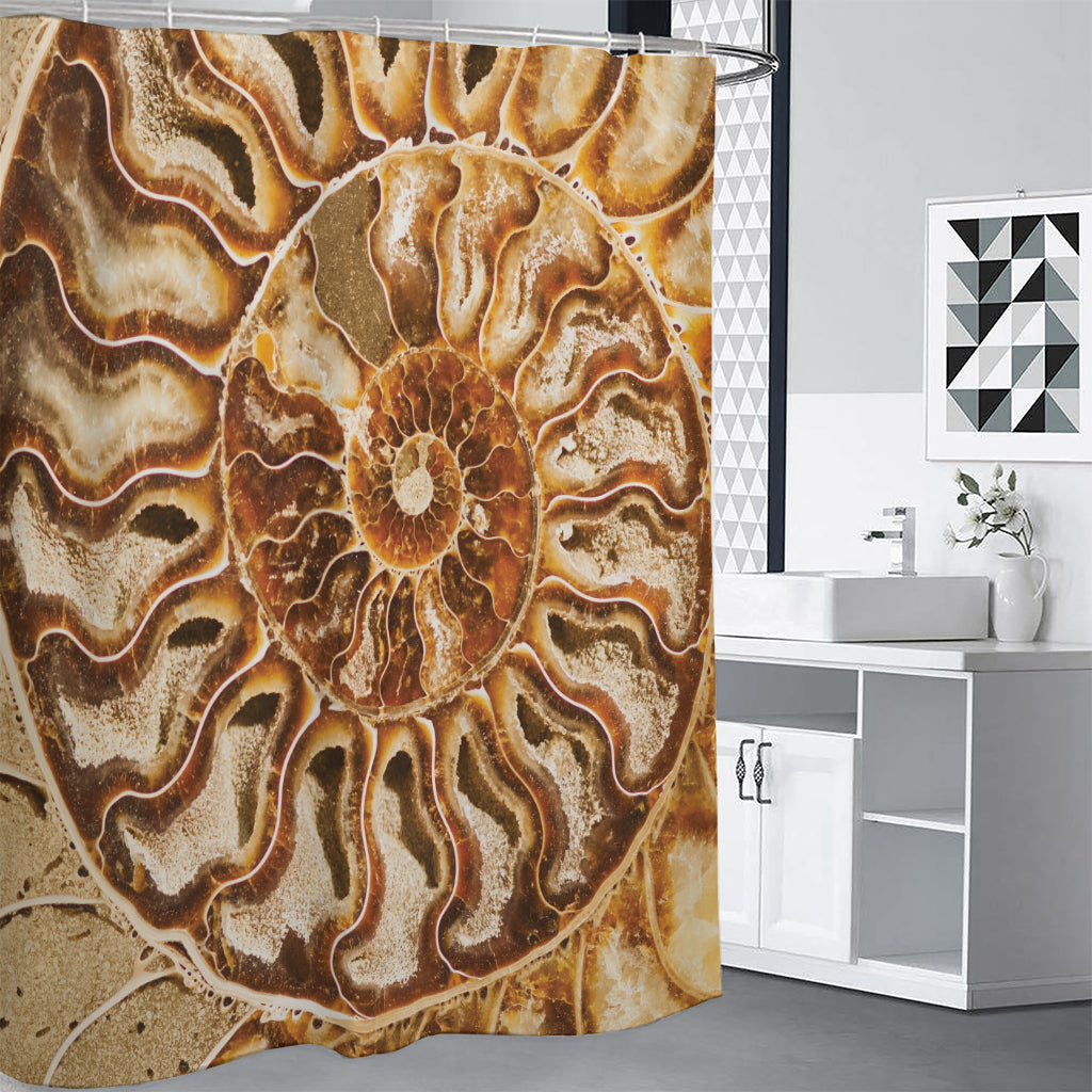 Ammonite Fossil Print Premium Shower Curtain