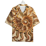 Ammonite Fossil Print Rayon Hawaiian Shirt