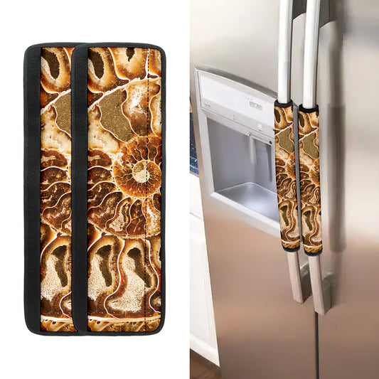 Ammonite Fossil Print Refrigerator Handle Covers