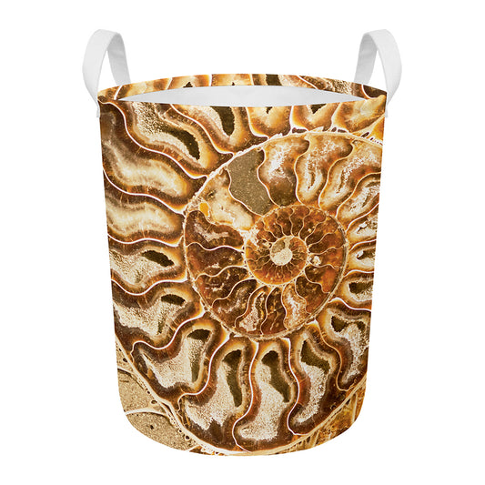 Ammonite Fossil Print Round Laundry Basket