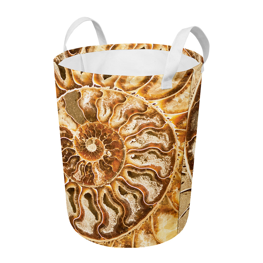 Ammonite Fossil Print Round Laundry Basket