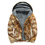 Ammonite Fossil Print Sherpa Lined Zip Up Hoodie