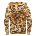 Ammonite Fossil Print Sherpa Lined Zip Up Hoodie