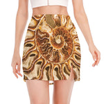 Ammonite Fossil Print Side Slit Mini Skirt