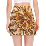 Ammonite Fossil Print Side Slit Mini Skirt