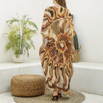 Ammonite Fossil Print Silk V-Neck Kaftan Dress