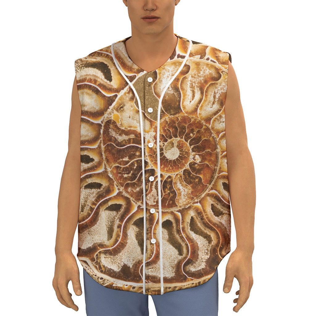Ammonite Fossil Print Sleeveless Baseball Jersey