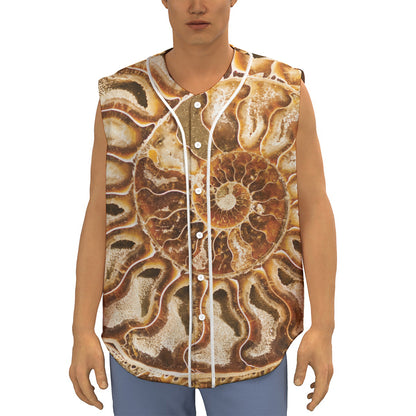 Ammonite Fossil Print Sleeveless Baseball Jersey