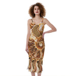 Ammonite Fossil Print Slim Fit Midi Cami Dress