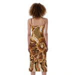 Ammonite Fossil Print Slim Fit Midi Cami Dress