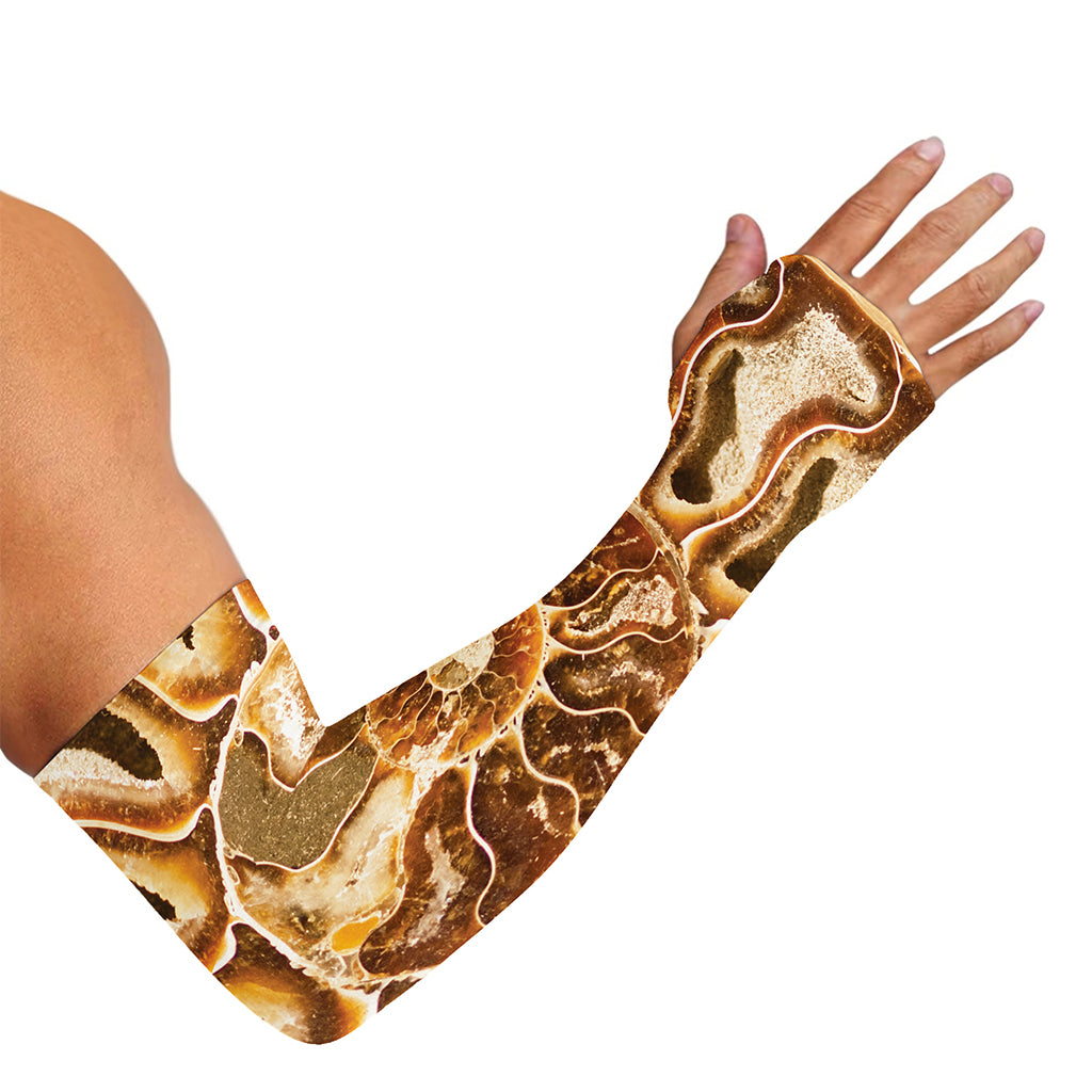 Ammonite Fossil Print Sun Protection Arm Sleeves