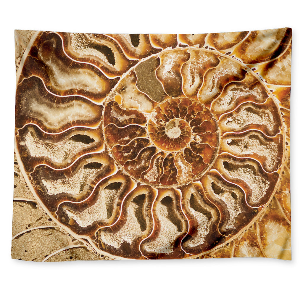 Ammonite Fossil Print Tapestry