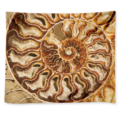 Ammonite Fossil Print Tapestry