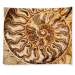 Ammonite Fossil Print Tapestry