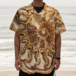 Ammonite Fossil Print Textured Short Sleeve Shirt