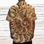 Ammonite Fossil Print Textured Short Sleeve Shirt