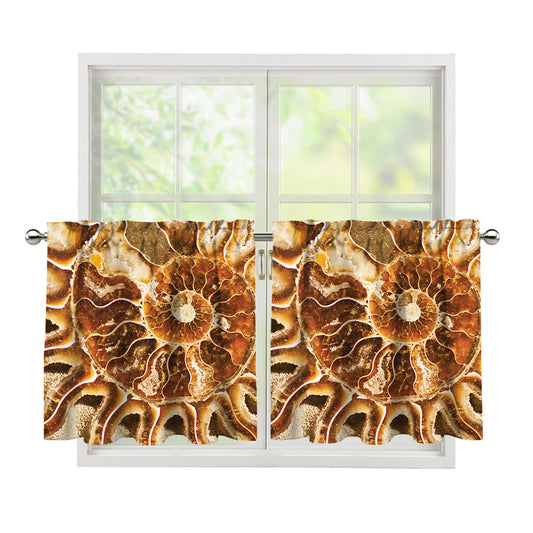 Ammonite Fossil Print Tier Curtains