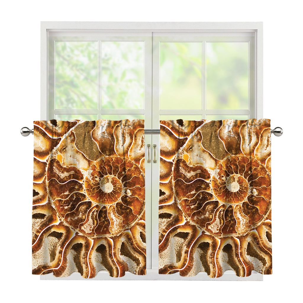 Ammonite Fossil Print Tier Curtains