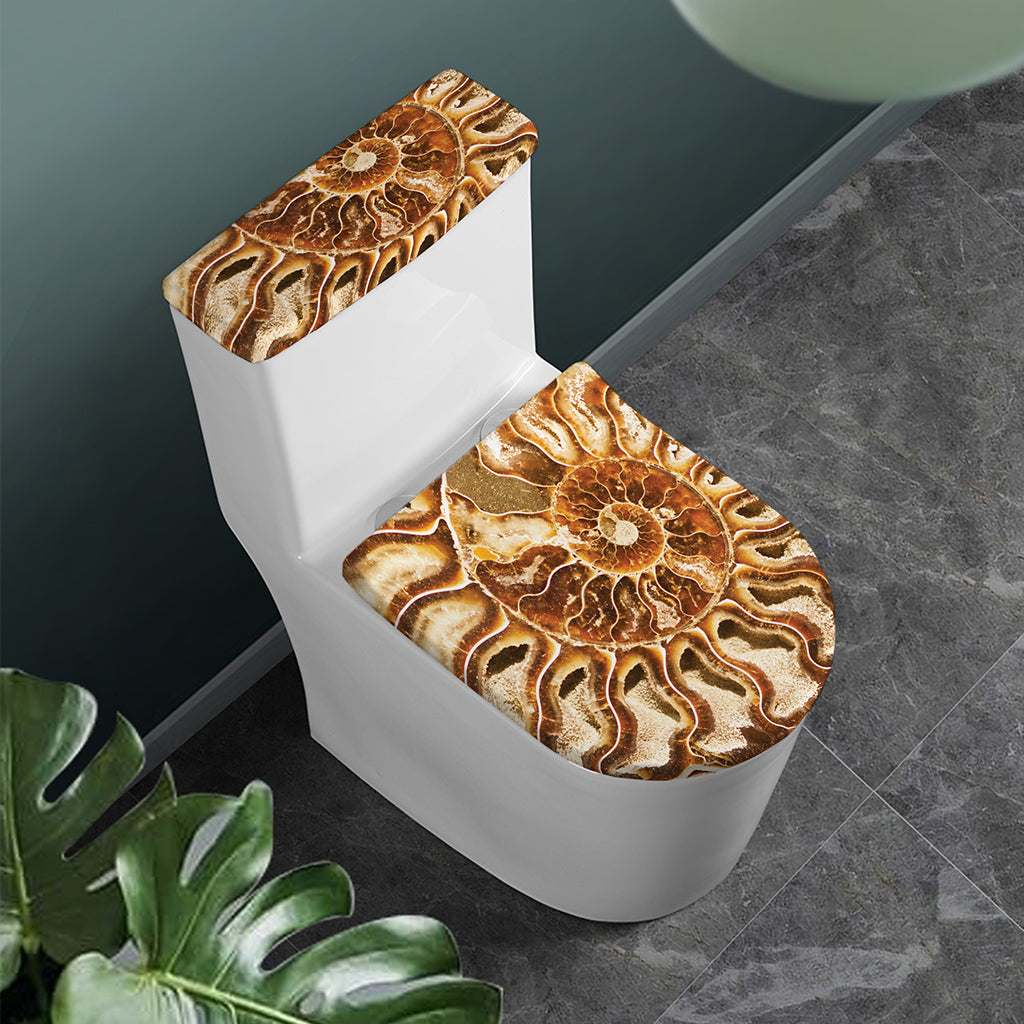 Ammonite Fossil Print Toilet Lid And Tank Cover Set