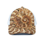 Ammonite Fossil Print White Mesh Trucker Cap