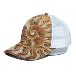 Ammonite Fossil Print White Mesh Trucker Cap