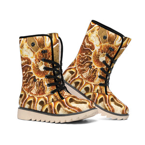 Ammonite Fossil Print Winter Boots